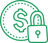 A coin with a dollar sign and a padlock showing protecting data held or accessed by third parties