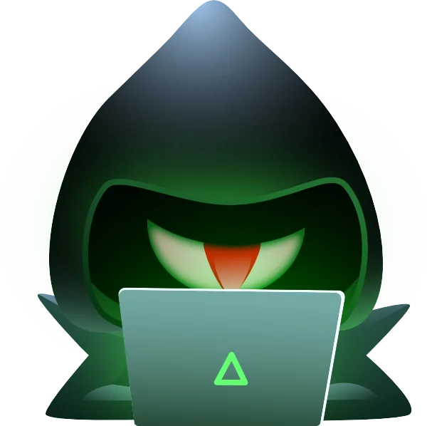 Dr Bot wearing a hoodie working on application security (appsec) on his laptop